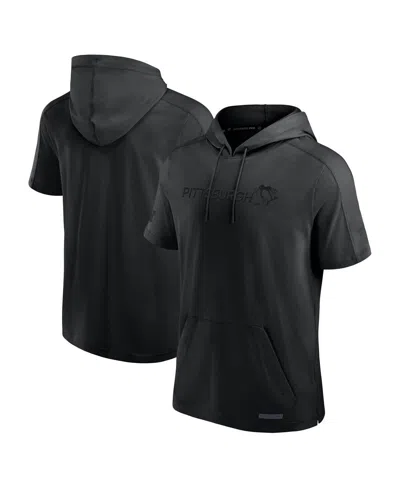 Fanatics Men's Black Pittsburgh Penguins Authentic Pro Road Performance Short Sleeve Pullover Hoodie