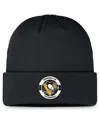 Fanatics Men's Black Pittsburgh Penguins Authentic Pro Training Camp Cuffed Knit Hat In Black