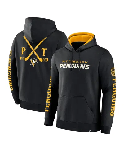 Fanatics Men's Black Pittsburgh Penguins Big City Legacy Fleece Pullover Hoodie In Black,gold