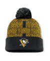 Fanatics Men's Black Pittsburgh Penguins Fundamental Empty Net Cuffed Knit Hat With Pom In Black