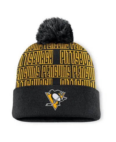 Fanatics Men's Black Pittsburgh Penguins Fundamental Empty Net Cuffed Knit Hat With Pom