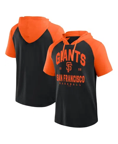 Fanatics Men's Black San Francisco Giants Prime Raglan Short Sleeve Hoodie T-shirt