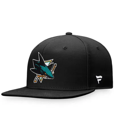 Fanatics Men's Black San Jose Sharks Core Primary Logo Snapback Adjustable Hat