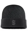 Fanatics Men's Black Seattle Kraken Authentic Pro Road Cuffed Knit Hat In Black