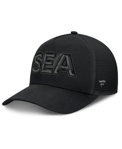 Fanatics Men's Black Seattle Kraken Authentic Pro Road Team Code Trucker Adjustable Hat