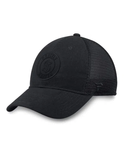 Fanatics Men's Black Seattle Kraken Team Haze Adjustable Trucker Hat
