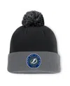 Fanatics Men's Black Tampa Bay Lightning Cuffed Knit Hat With Pom In Black