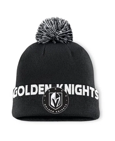 Fanatics Men's Black Vegas Golden Knights Fundamental High Stick Cuffed Knit Hat With Pom