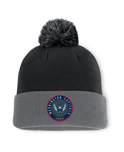Fanatics Men's Black Washington Capitals Cuffed Knit Hat With Pom