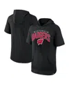 Fanatics Men's Black Wisconsin Badgers Double Arch Raglan Short Sleeve Hoodie T-shirt In Black