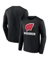 Fanatics Men's Black Wisconsin Badgers Team Lockup Long Sleeve T-shirt In Black