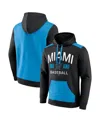 Fanatics Men's Black/blue Miami Marlins Chip In Team Pullover Hoodie In Black,blue