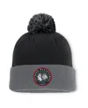 Fanatics Men's Black/charcoal Chicago Blackhawks Cuffed Knit Hat With Pom In Black,charcoal