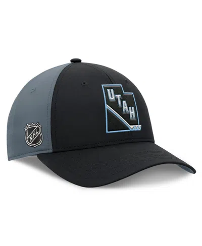 Fanatics Men's Black/charcoal Utah Mammoth Utah Badge Adjustable Hat In Multi