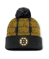 Fanatics Men's Black/gold Boston Bruins Fundamental Empty Net Cuffed Knit Hat With Pom In Black,gold