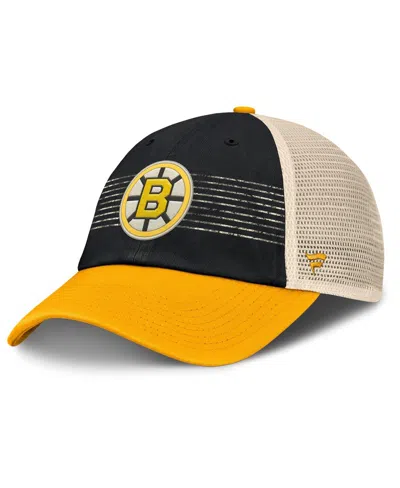 Fanatics Men's Black/gold Boston Bruins Heritage Breakaway Trucker Adjustable Hat In Black,gold