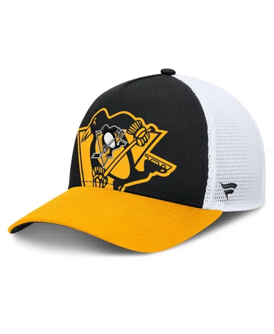 Fanatics Men's Black/gold Pittsburgh Penguins Authentic Pro A-frame Rink Adjustable Hat In Black,gold