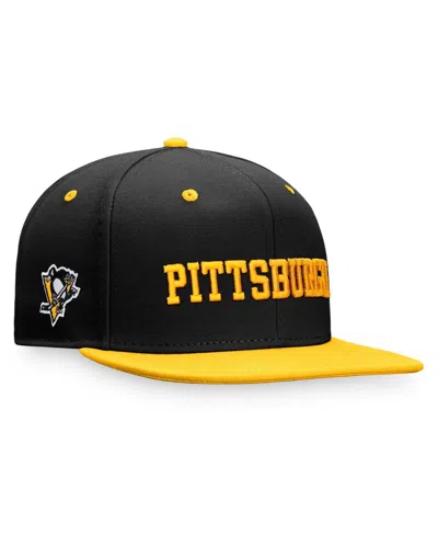 Fanatics Men's Black/gold Pittsburgh Penguins Heritage City Two-tone Snapback Hat In Black,gold