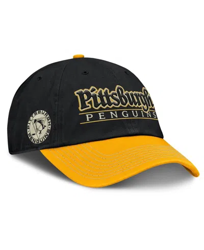 Fanatics Men's Black/gold Pittsburgh Penguins Heritage Home Ice Two-tone Adjustable Hat