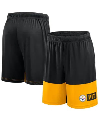 Fanatics Men's Black/gold Pittsburgh Steelers Big Tall Best Of The Best Performance Shorts