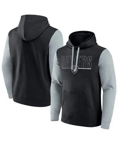 Fanatics Men's Black/gray Las Vegas Raiders Big Tall Outline Pullover Hoodie In Black,gray
