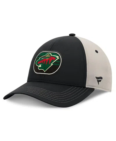 Fanatics Men's Black/gray Minnesota Wild 2025 Stanley Cup Playoffs Locker Room Trucker Adjustable Hat In Multi
