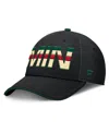 Fanatics Men's Black/green Minnesota Wild Authentic Pro Rink Team Code Flex Hat In Black,green