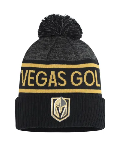 Fanatics Men's Black/heather Charcoal Vegas Golden Knights Authentic Pro Rink Cuffed With Pom Knit Hat In Multi