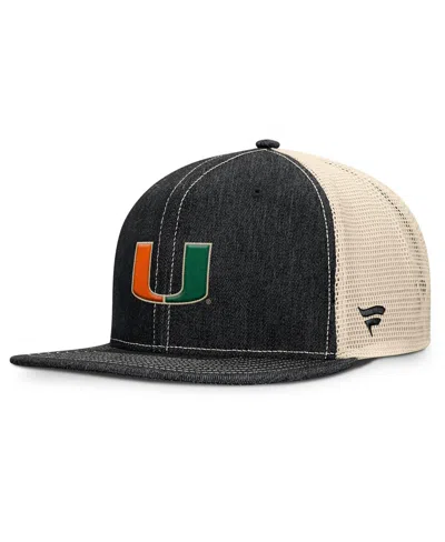 Fanatics Men's Black/natural Miami Hurricanes Legend Trucker Snapback Hat In Multi