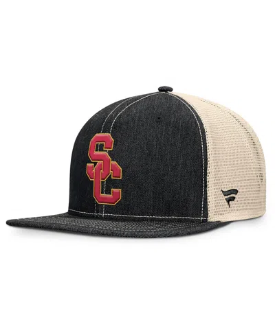 Fanatics Men's Black/natural Usc Trojans Legend Trucker Snapback Hat In Multi