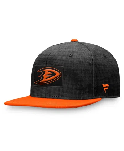 Fanatics Men's Black/orange Anaheim Ducks Authentic Pro Rink Snapback Hat In Black,orange