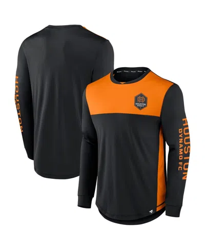 Fanatics Men's Black/orange Houston Dynamo Fc Striker Long Sleeve T-shirt