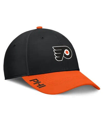 Fanatics Men's Black/orange Philadelphia Flyers Authentic Pro Rink Flex Hat In Black,orange
