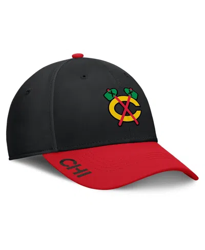 Fanatics Men's Black/red Chicago Blackhawks Authentic Pro Rink Flex Hat In Black,red