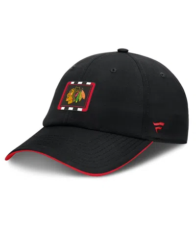 Fanatics Men's Black/red Chicago Blackhawks Authentic Pro Ripstop Adjustable Hat In Black,red
