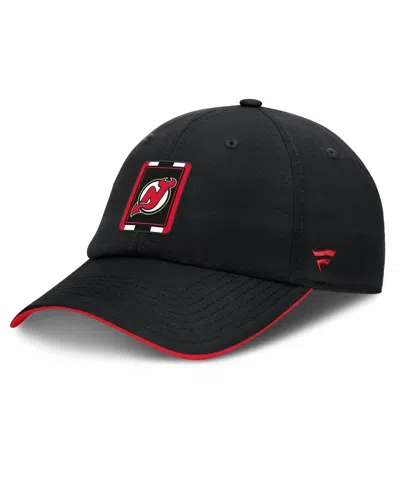 Fanatics Men's Black/red New Jersey Devils Authentic Pro Ripstop Adjustable Hat In Black,red