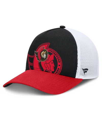 Fanatics Men's Black/red Ottawa Senators Authentic Pro A-frame Rink Adjustable Hat In Black,red