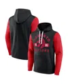 Fanatics Men's Black/red Toronto Raptors Attack Color Block Pullover Hoodie In Multi