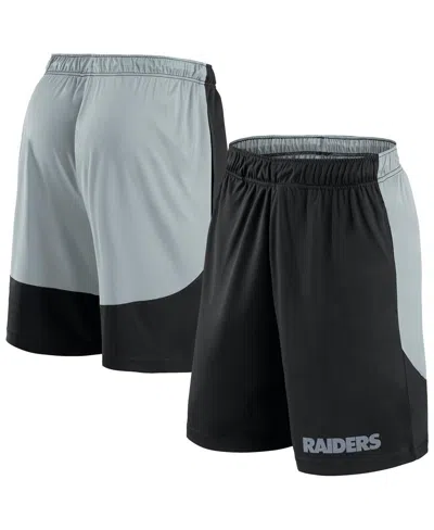 Fanatics Men's Black/silver Las Vegas Raiders Big Tall Launch Shorts In Black,silver
