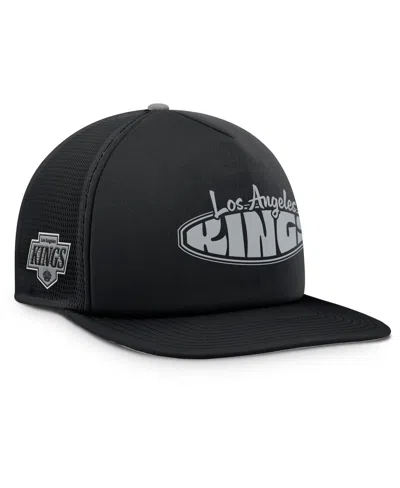 Fanatics Men's Black/silver Los Angeles Kings Authentic Pro Hometown Rink Foam Trucker Snapback Hat In Black,silver