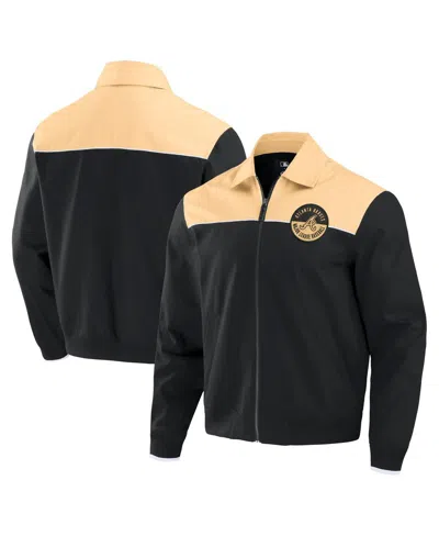 Fanatics Men's Black/tan Atlanta Braves Canvas Bomber Full-zip Jacket In Black,tan