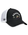 Fanatics Men's Black/white Anaheim Ducks Free Kick Trucker Adjustable Hat In Black,white