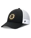 Fanatics Men's Black/white Boston Bruins Authentic Pro Simple Rink Trucker Adjustable Hat In Black,white