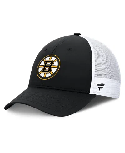 Fanatics Men's Black/white Boston Bruins Authentic Pro Simple Rink Trucker Adjustable Hat