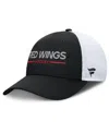 Fanatics Men's Black/white Detroit Red Wings Authentic Pro Rink Lockup Adjustable Trucker Hat In Black