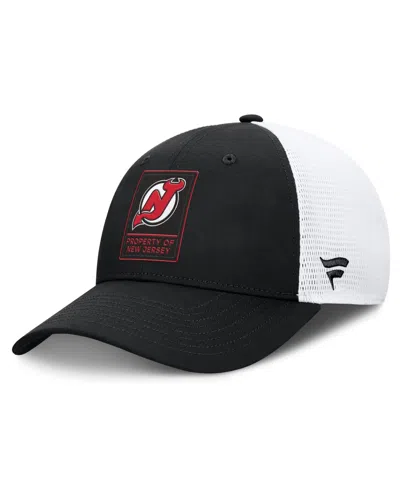 Fanatics Men's Black/white New Jersey Devils Authentic Pro Train Meshback Adjustable Hat In Black,white