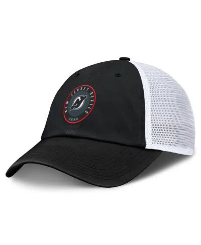 Fanatics Men's Black/white New Jersey Devils Averie Trucker Adjustable Hat In Black,white