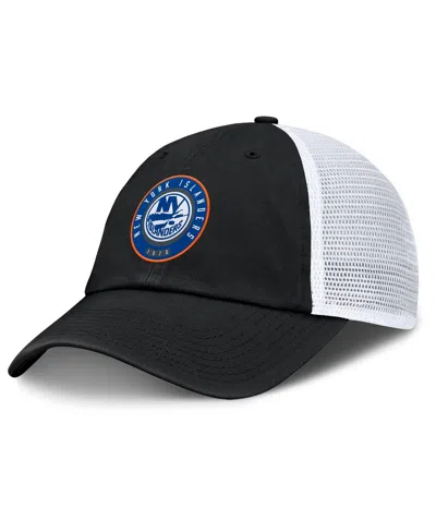 Fanatics Men's Black/white New York Islanders Averie Trucker Adjustable Hat In Black,white
