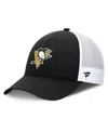 Fanatics Men's Black/white Pittsburgh Penguins Authentic Pro Simple Rink Trucker Adjustable Hat In Black,white