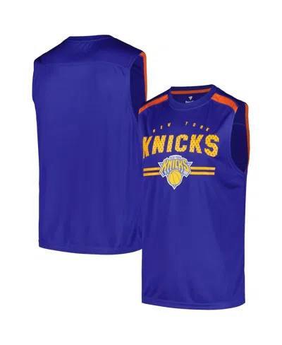 Fanatics Men's Blue New York Knicks Birdseye Muscle Tank Top In Blue Orange